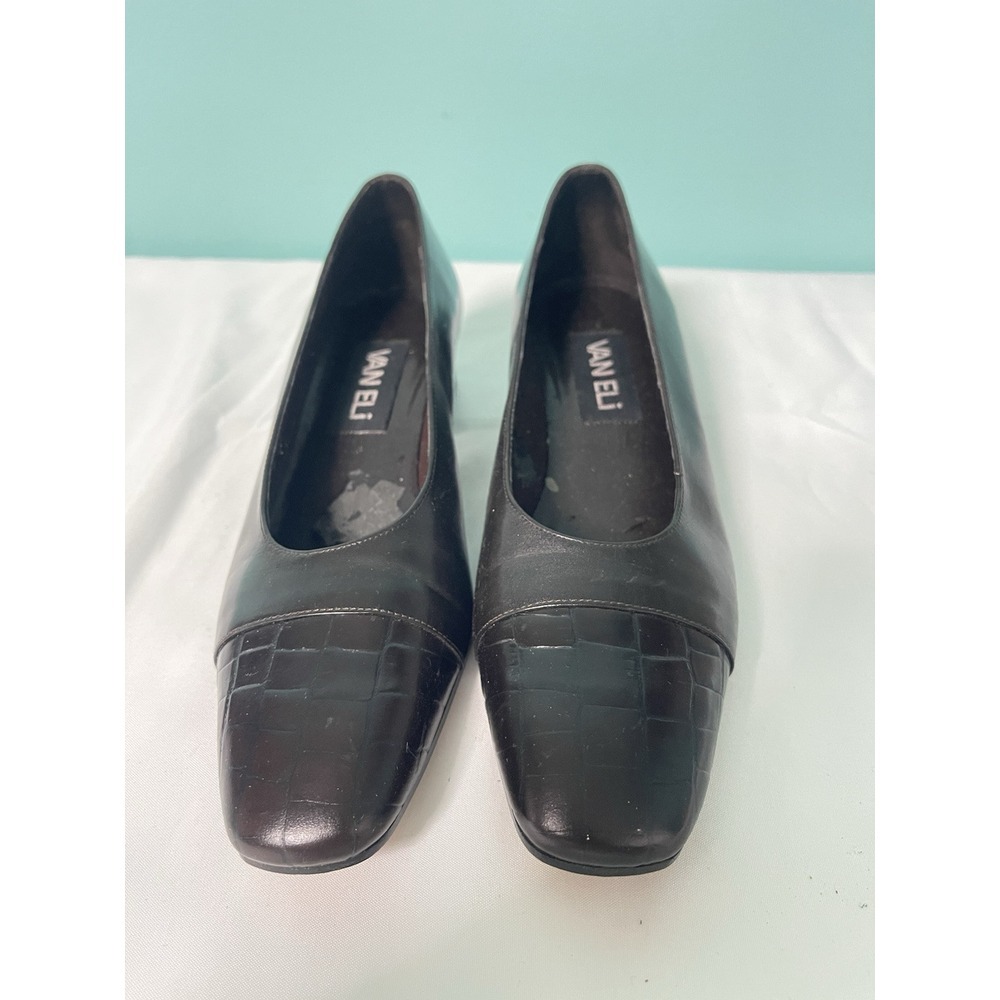 Vaneli  Women's Brown Leather Flats Shoes‎ Front Bow Size 7.5 N S-442